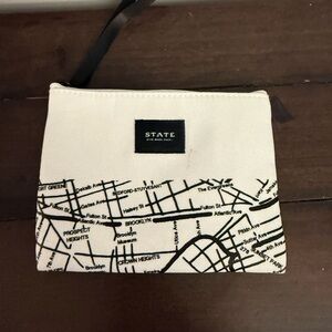 STATE Bags NYC Map Wristlet Clutch Pouch Brooklyn Print Canvas Zip Small Bag